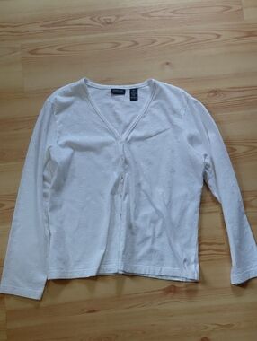 Van Heusen 100% Cotton White Eyelet Long Sleeve Cardigan